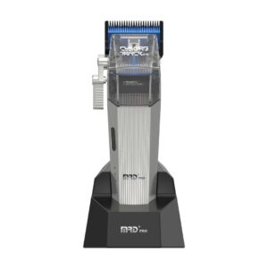 MRDpro CYBORG PRO 2026-SILVER-Professional Cordless Hair Clipper - Full Metal, 3300mAh, BLPU Motor for Barbers
