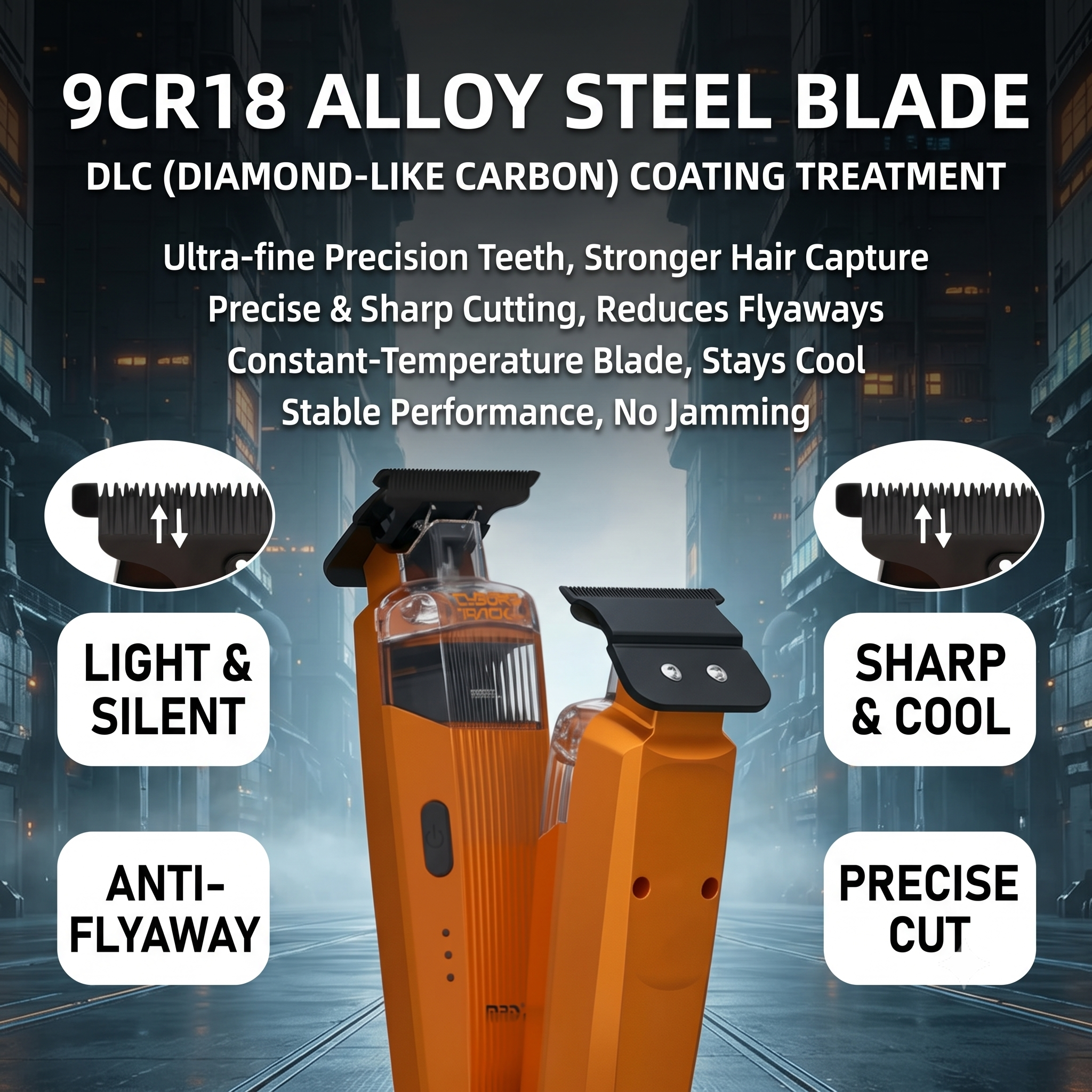 MRD PRO Trimmer CYBORG-BURGUNDY-Professional Cordless Zero Gapped T-Blade Hair Trimmer - 7200RPM BLPU Motor, DLC Blade & 180 Min Battery - Image 6